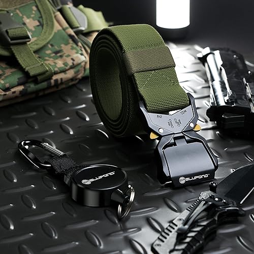 Miniatura 6 de BLUPOND Cinturón táctico con hebilla de liberación rápida, equipo EDC, cinturón ajustable para armas militares, senderismo, aparejador, transporte