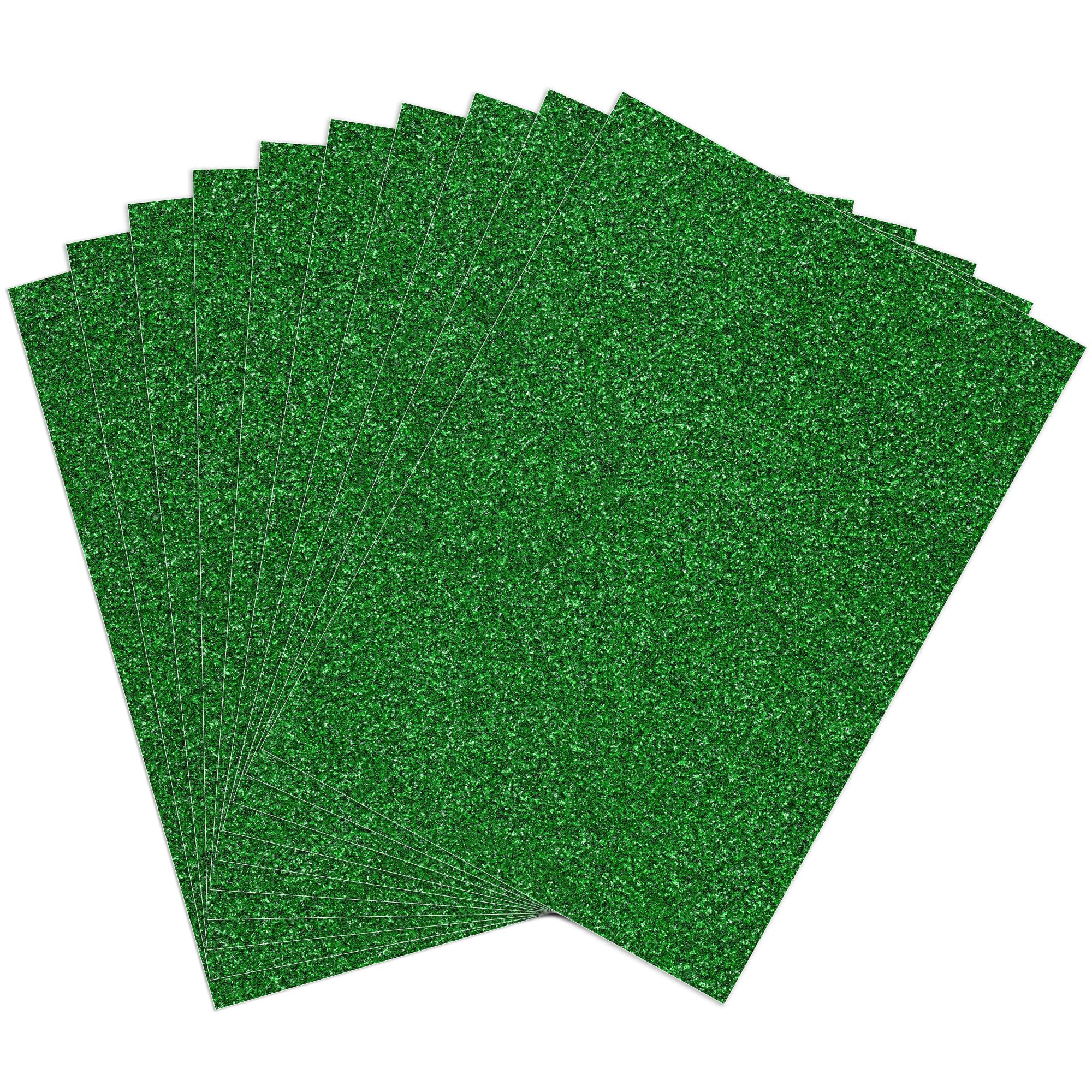 Premium 10-Pack A4 Green Glitter Card 350gsm by Blitz Craft, Extra Thick Double Sided Non Shed Glitter Cardstock for Cricut, Cake Toppers, Scrapbooking, Wedding Invitations & DIY Craft Paper Projects — image 1