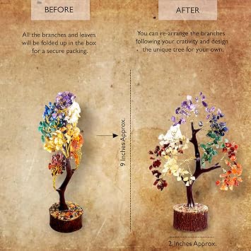 Seven chakra crystal tree of life for positive energy-feng shui tree, bonsai tree Healing Stones Crystal Tree money tree, home decor 7 chakra tree stone tree healing crystals spiritual & return gifts