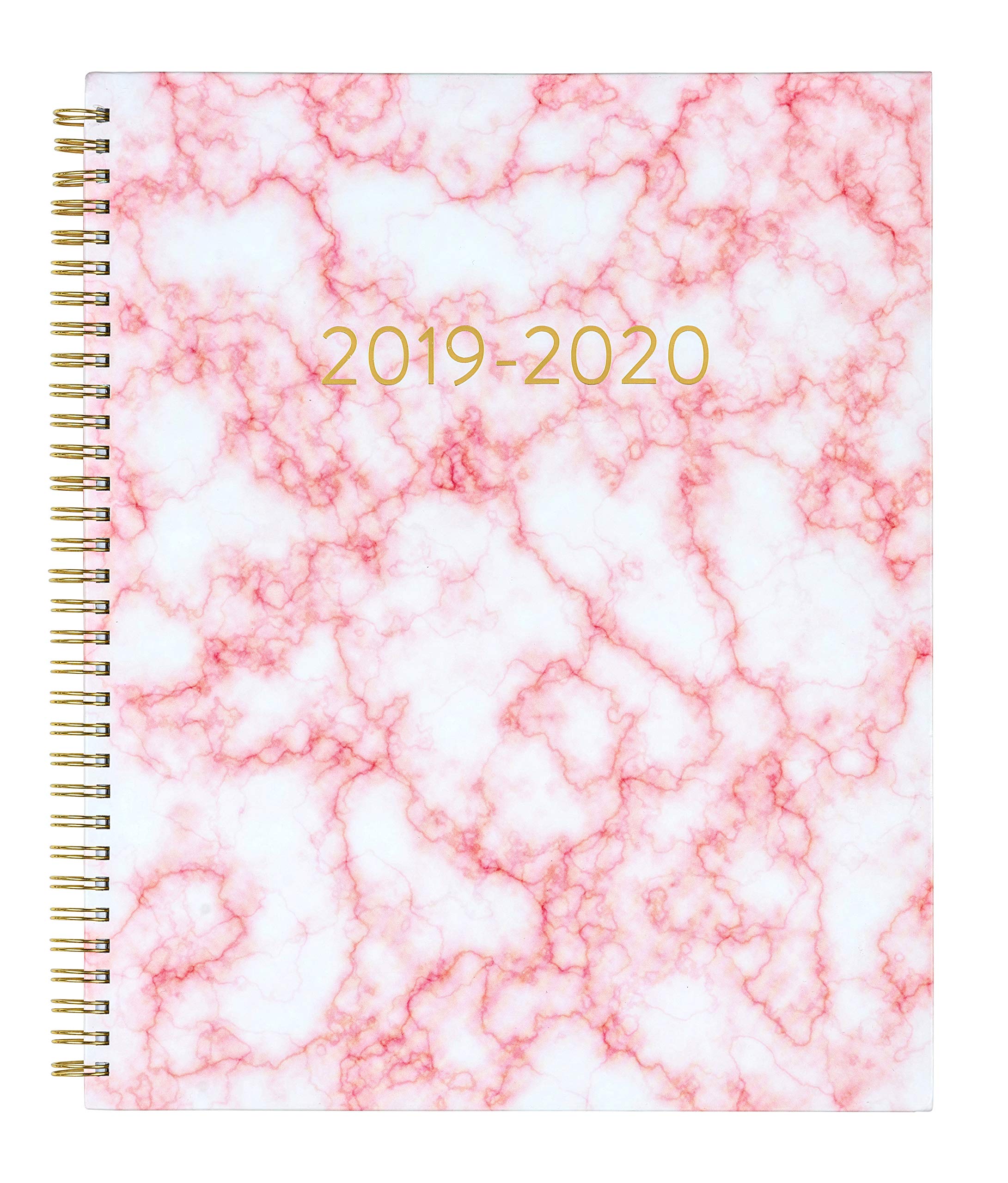 2019-2020 Eccolo Large Desk Size Spiral Agenda Planner, 18 Tabbed Months of Monthly & Weekly Views, 8.5 x 11" (Pink Marble)