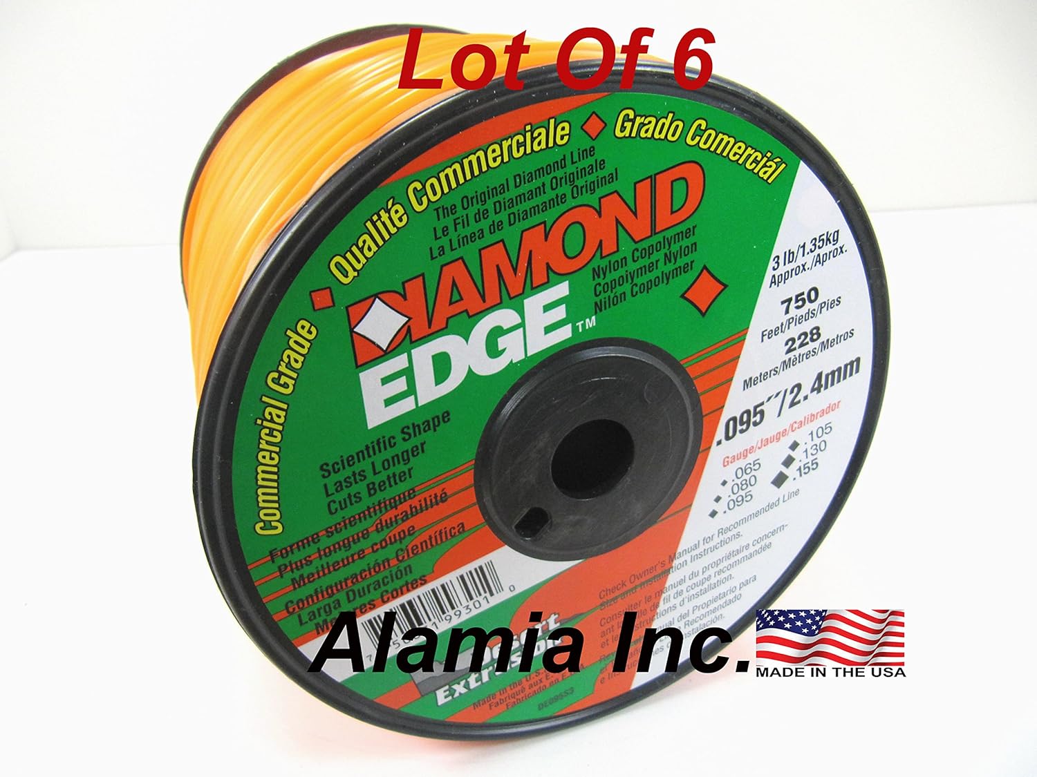 Amazon.com : Diamond Edge Lot of 6 Rolls Commercial Trimmer Line .095 3 ...