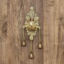 eCraftIndia Golden Antique Finish Decorative Handcrafted Brass Wall Hanging Diya with Bells - Exquisite Home Decor Accent for Festive Celebrations, Pooja Rituals for Housewarming