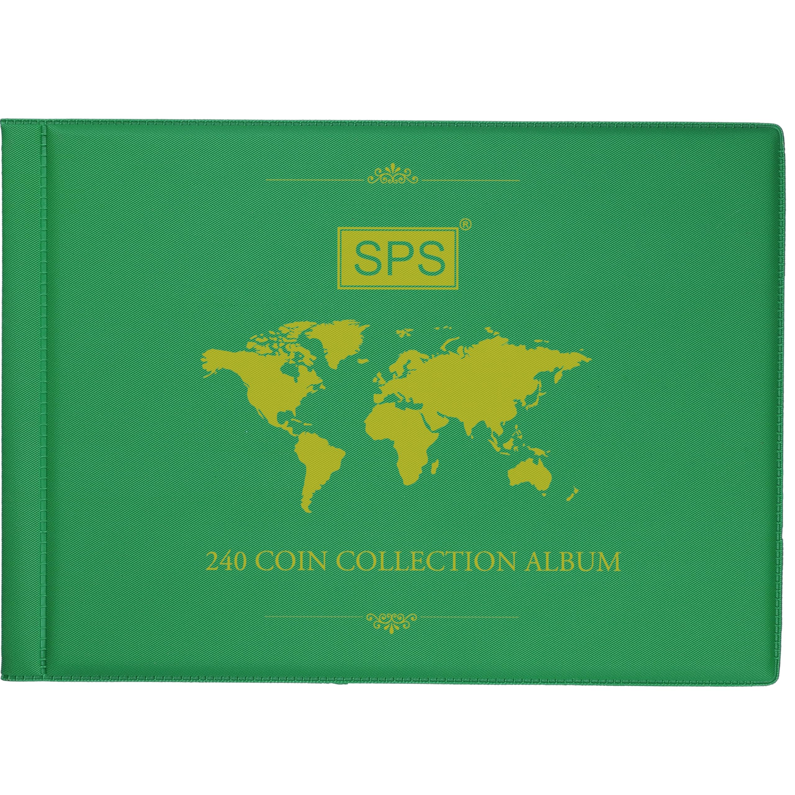 SPS Coin Collection Album – 240 Pockets | Holds Small & Large Coins | 14 Sheets | Premium Storage for Collectors | Coin Organizer | Emerald Green
