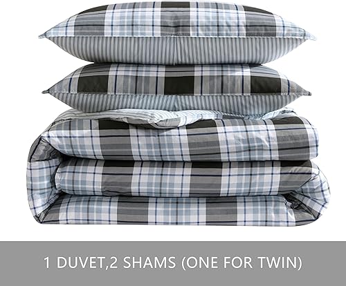 Miniatura 5 de Eddie Bauer - Juego de funda de edredón tamaño King, ropa de cama reversible de algodón con fundas a juego, decoración del hogar Styligh (azul