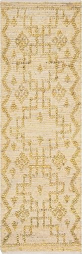 Miniatura 3 de nuLOOM Julianne - Alfombra marroquí de yute alta y baja hecha a mano, 2 x 6 pies, color amarillo
