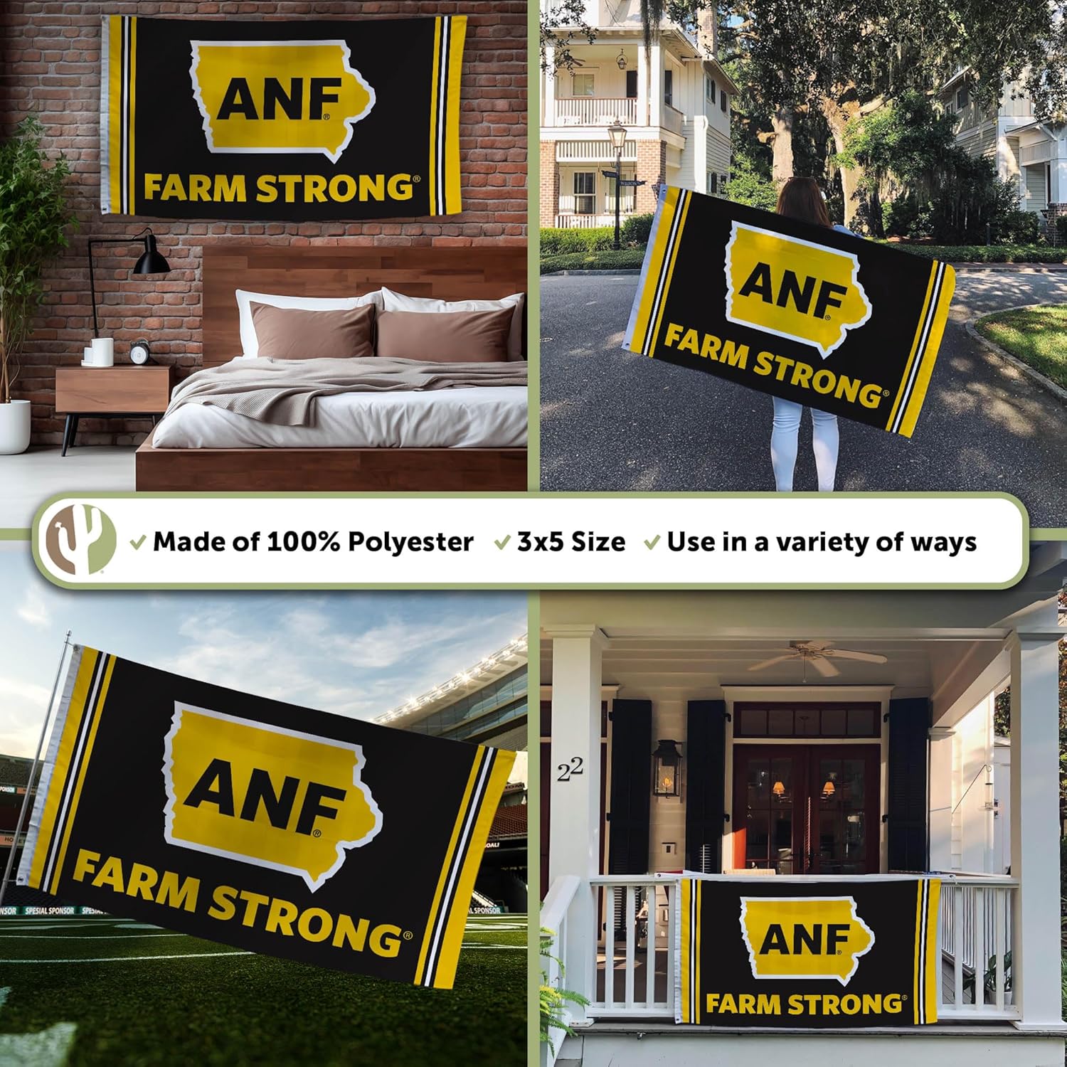 Desert Cactus University of Iowa Flag Hawkeyes Banners 100% Polyester Indoor Outdoor 3x5 feet Flags (Design E) - Image 3