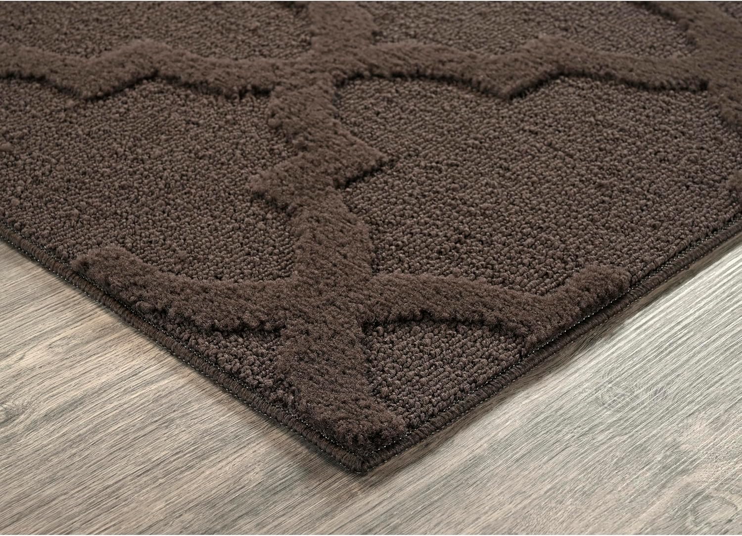 Garland Rug Quatro Mocha 3' x 5' Cut-Loop Trellis Area Rug –Soft, Comfortable, Stylish & Budget-Friendly Rug in a Beautiful Solid Brown Mocha
