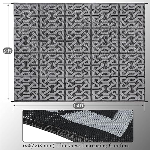 Miniatura 31 de SAND MINE Alfombras reversibles, alfombra de paja de plástico, alfombra de área moderna, alfombra de pavimento grande y alfombra para exteriores