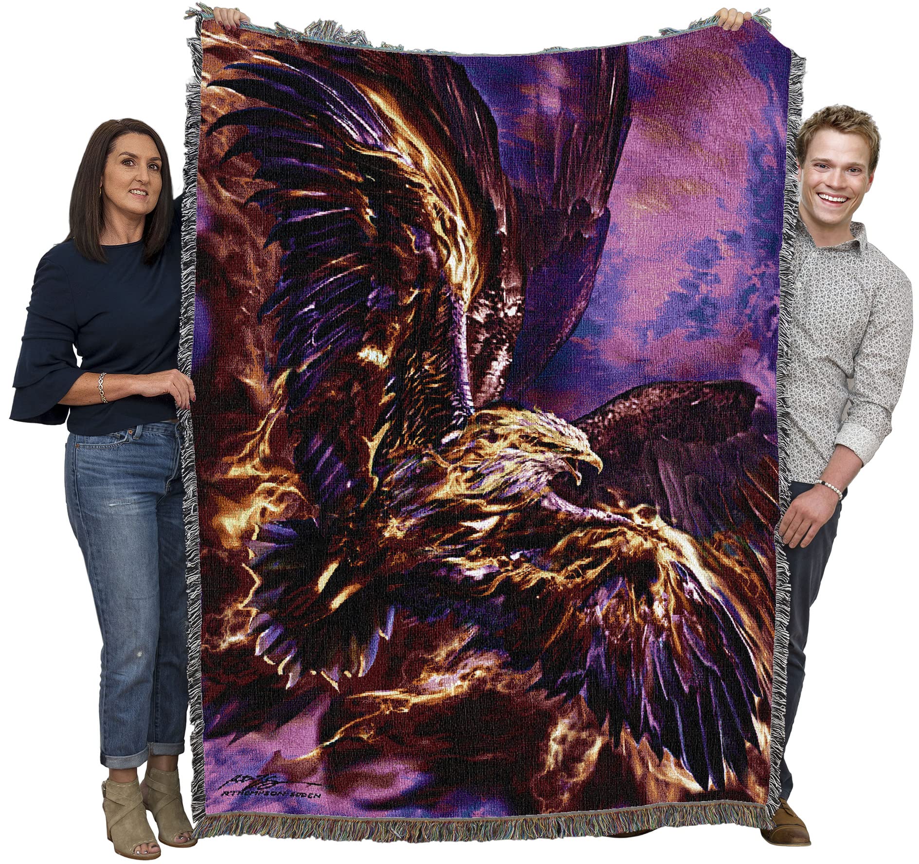 Pure Country Weavers Phoenix Rising Blanket by Ruth Thompson - Gift Dragon Fantasy Tapestry Throw Woven from Cotton - Made in The USA (72x54)