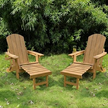 Suitable for All Seasons Outdoor Lounge Chair, Made of Sturdy HIPS Material, Equipped with 304 Stainless Steel Accessories. Teak The Duo Plus
