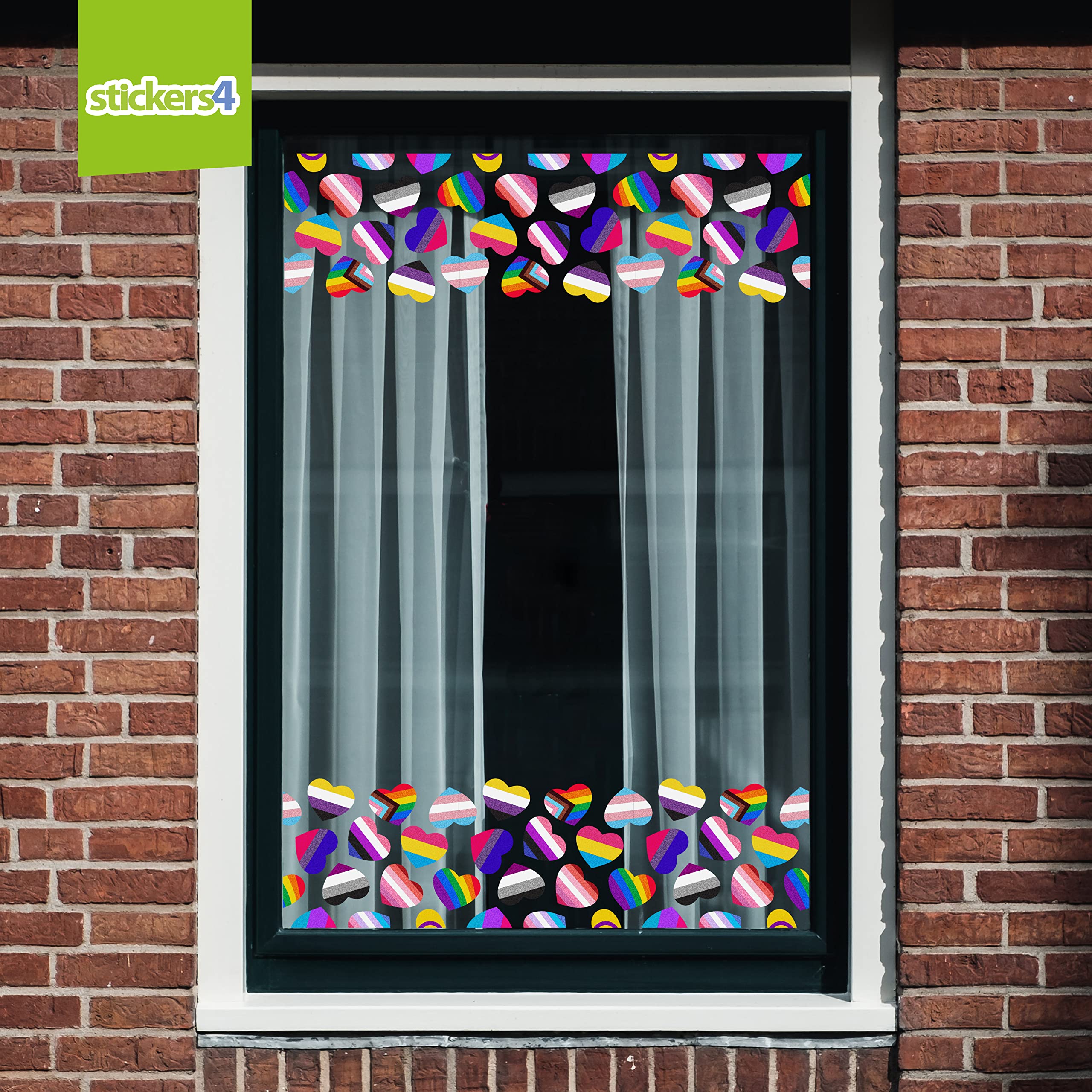 Pride Hearts Border Window Sticker for Glass, Reusable Gay Pride Accessories for Windows - Image 3