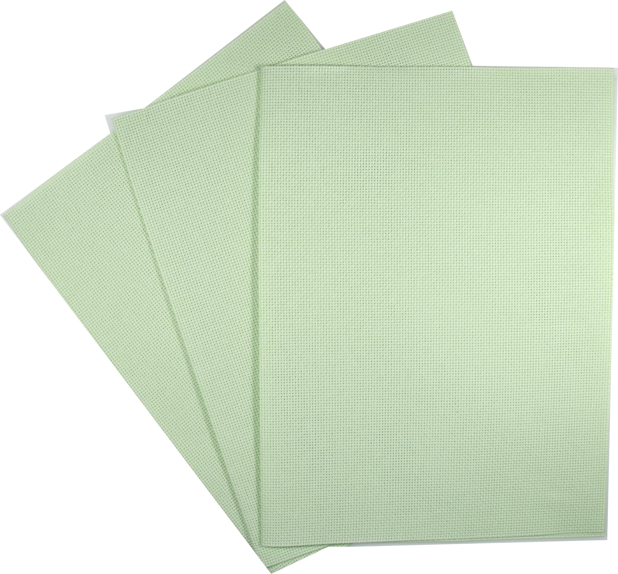 KCS 3 pc of 12" x 18"(30cmx45cm) Counted Cotton Aida Cloth Cross Stitch Fabric (Light Green, 14CT)