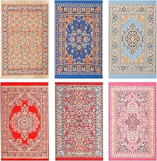 6 Pcs Miniature Carpets Mini Floral Print Carpet 6 Inch Vintage Woven Rug for Miniature House Furniture Decoration Accessory