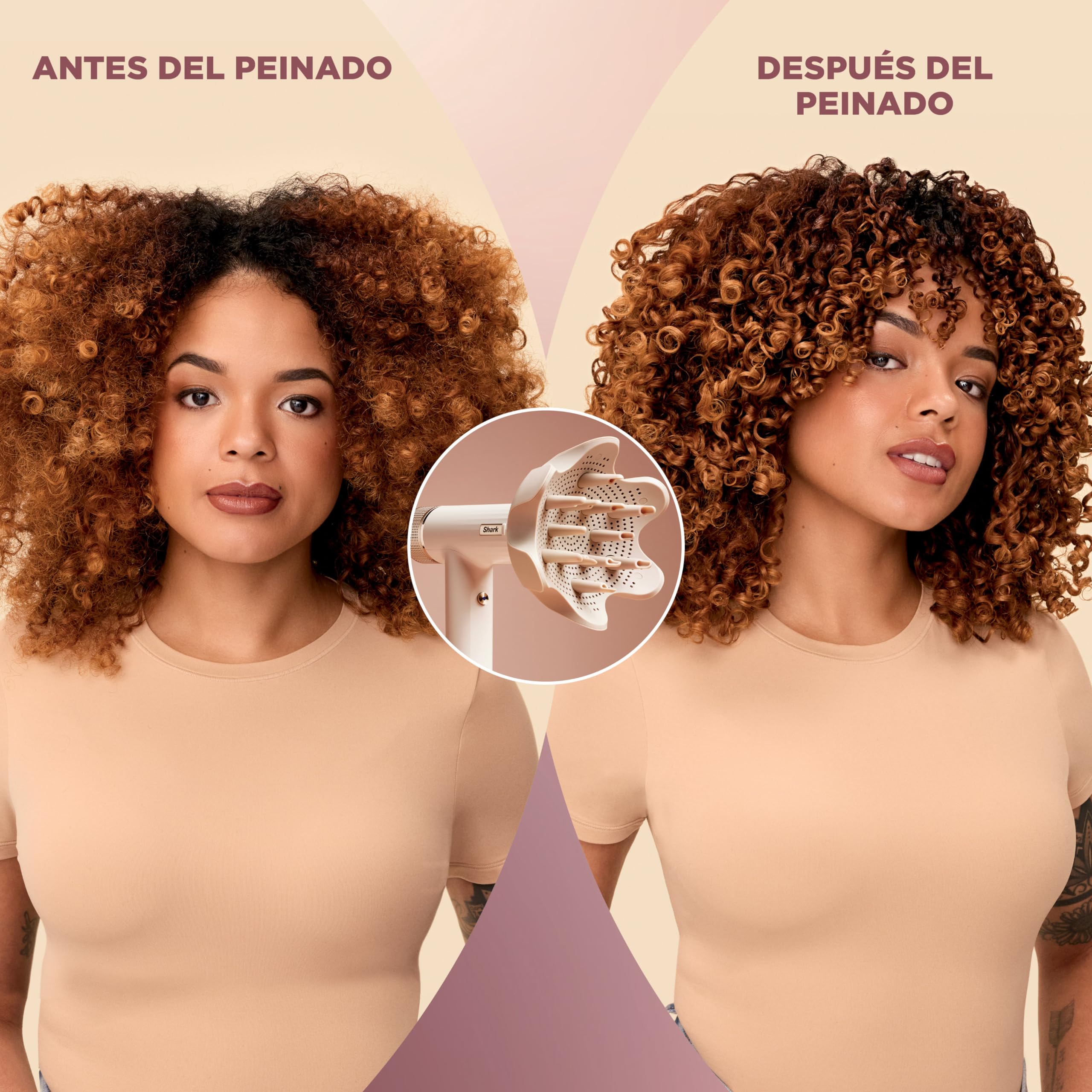 Shark SpeedStyle Secador de pelo y Rapid Gloss Finisher con bolsa de viaje, 5 moldeadores, para todo tipo de cabellos, secado rápido, sin dañar el cabello, ajustes automáticos, en blanco seda, HD352EU