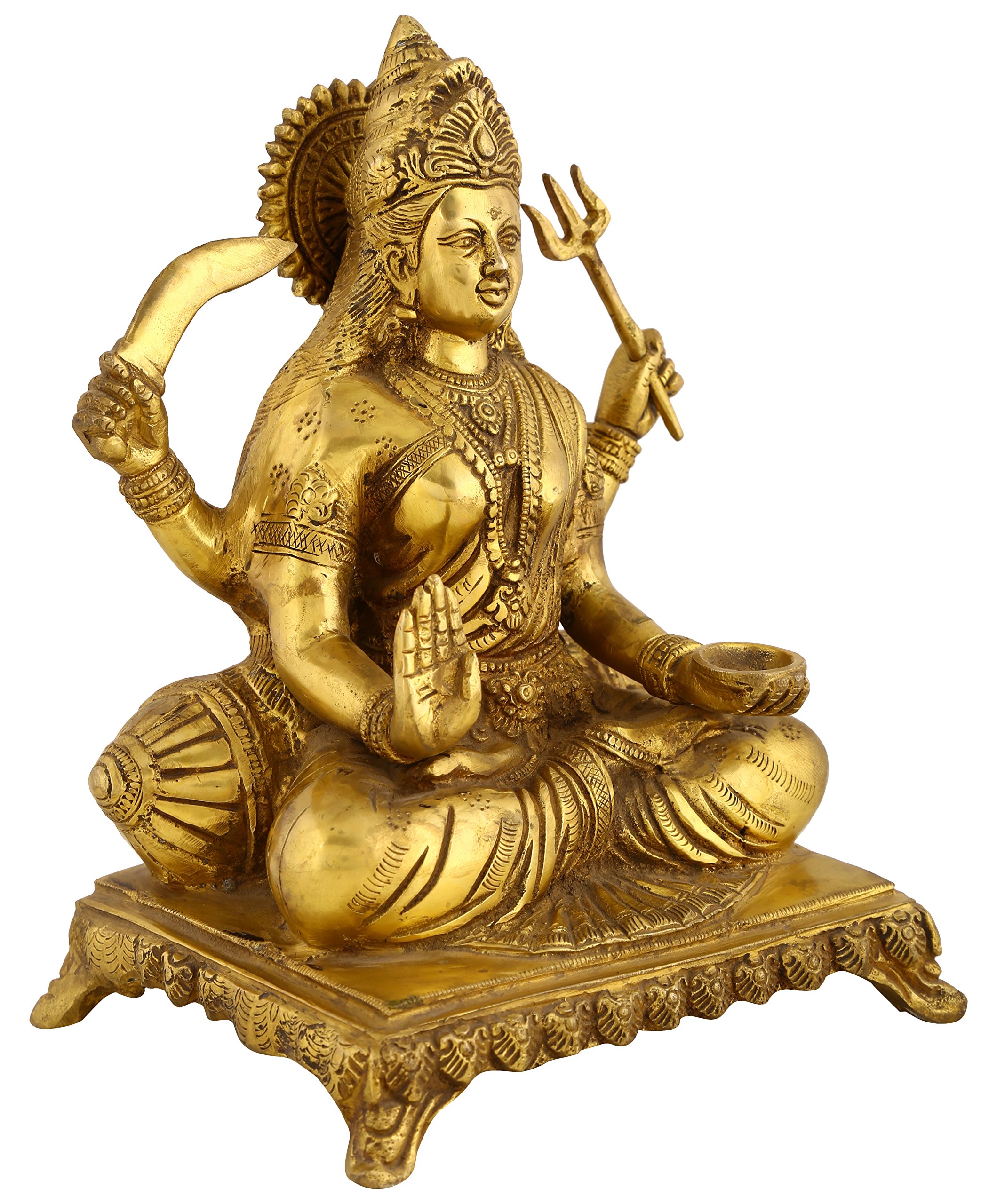 Kalakrithi's Goddess Durga Statue Sitting on Thrown - 9"