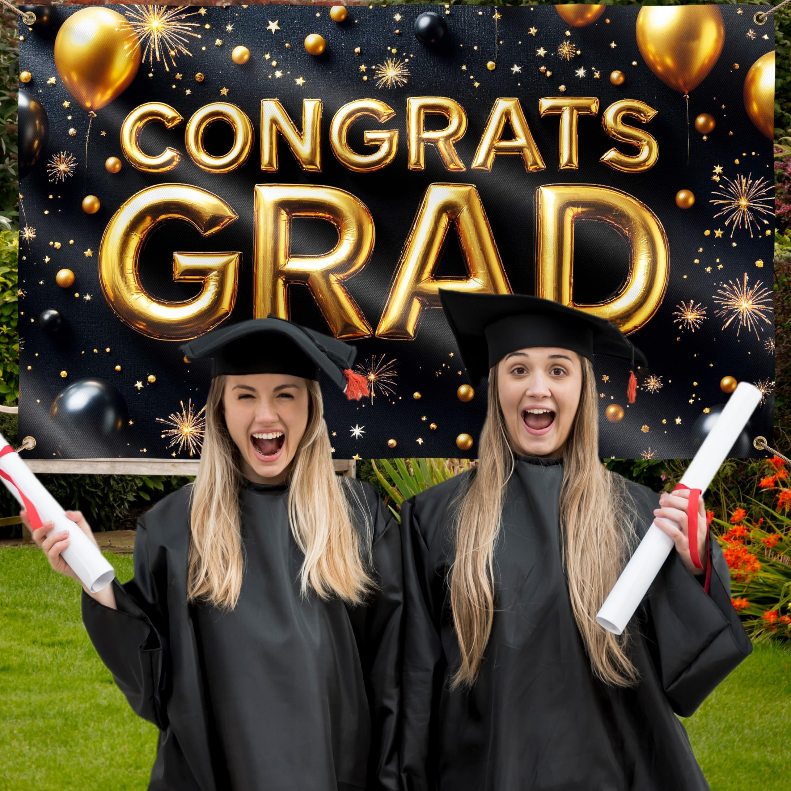 Congrats Grad Banner, Graduation Decorations 5x3ft, Congratulations Banner, Well Done, We Are So Proud of You - Image 3