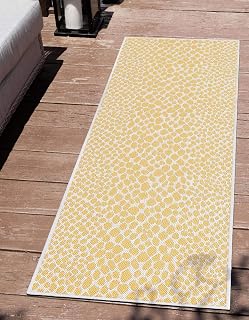 Unique Loom Jill Zarin Outdoor Collection Area Rug - Cape Town (2' x 8' Runner, Yellow Ivory/ Ivory)
