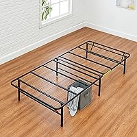 Vista 28 de Yaxa Basics Base de cama con almacenamiento, plataforma de metal plegable, acero resistente, no necesita somier, 14 pulgadas de alto, instalación