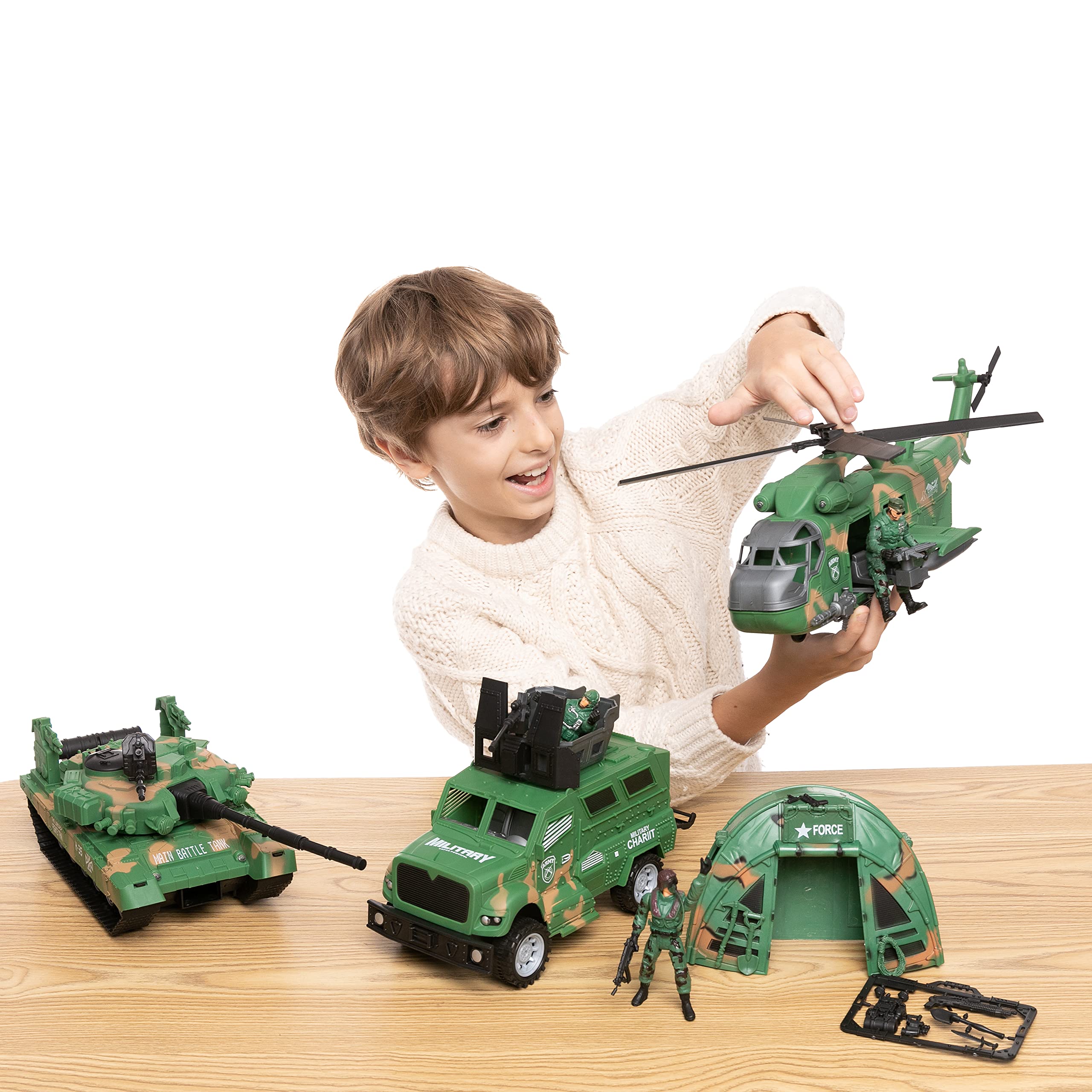 JOYIN Military Reconnaissance Vehicle Toy Set of Friction Powered