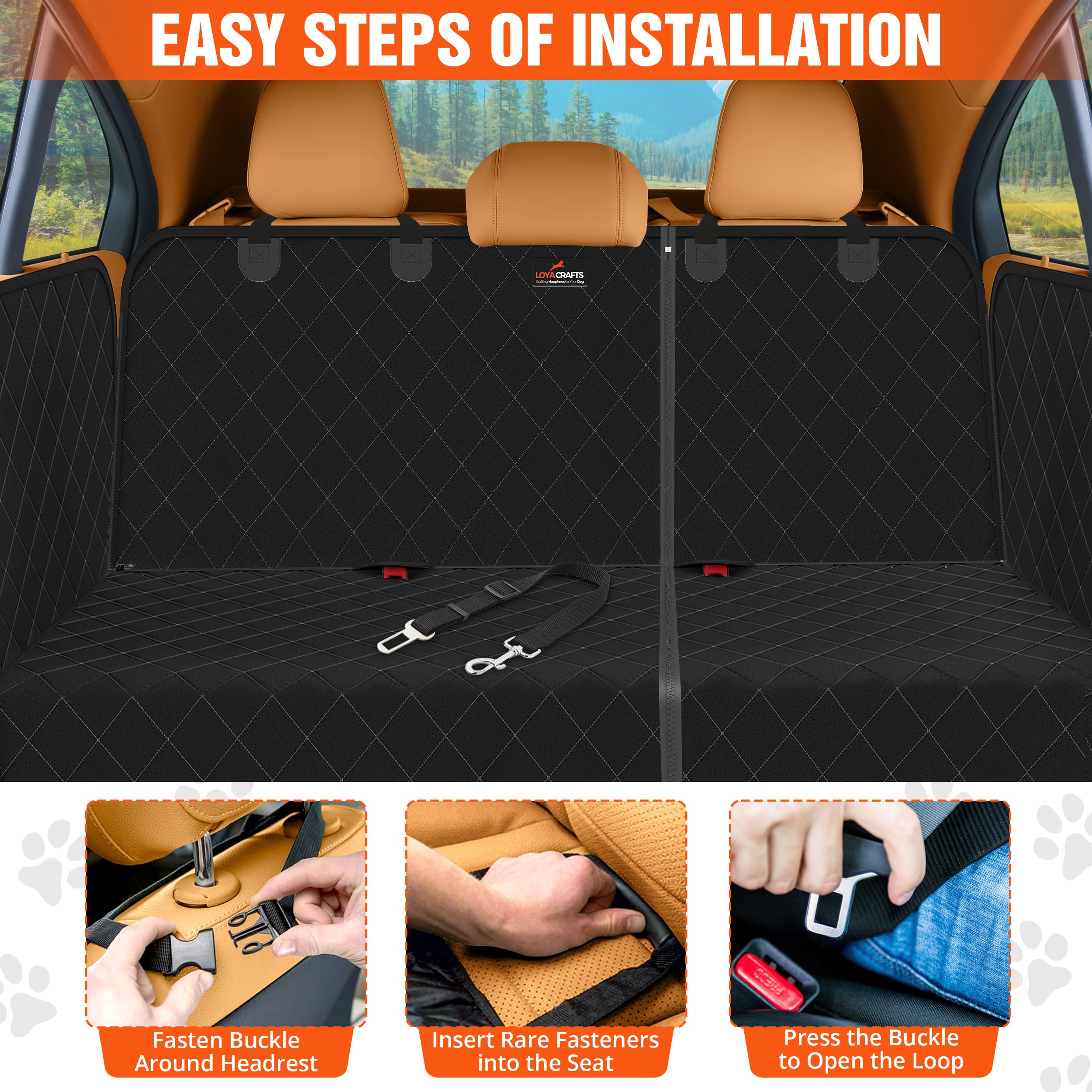 Extensor de asiento trasero para mascotas, hamaca de tela 600D con parte inferior dura para asiento trasero de coche, soporta 500 libras, impermeable, funda de asiento trasero de coche para perros con