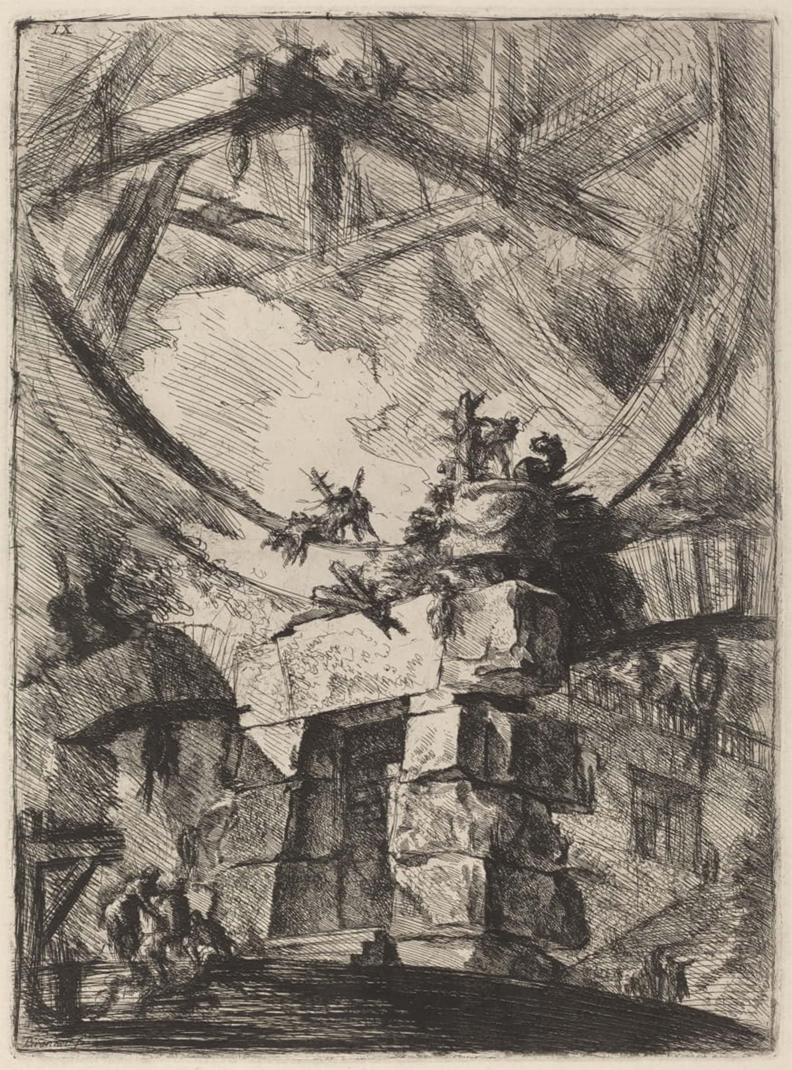 SERENDIPITP Abstract Painting Mural Print Picture Wall Decor Painting the Wheel by Battista Piranesi Vintage Wall Artwork for Home Decor 60x90cm