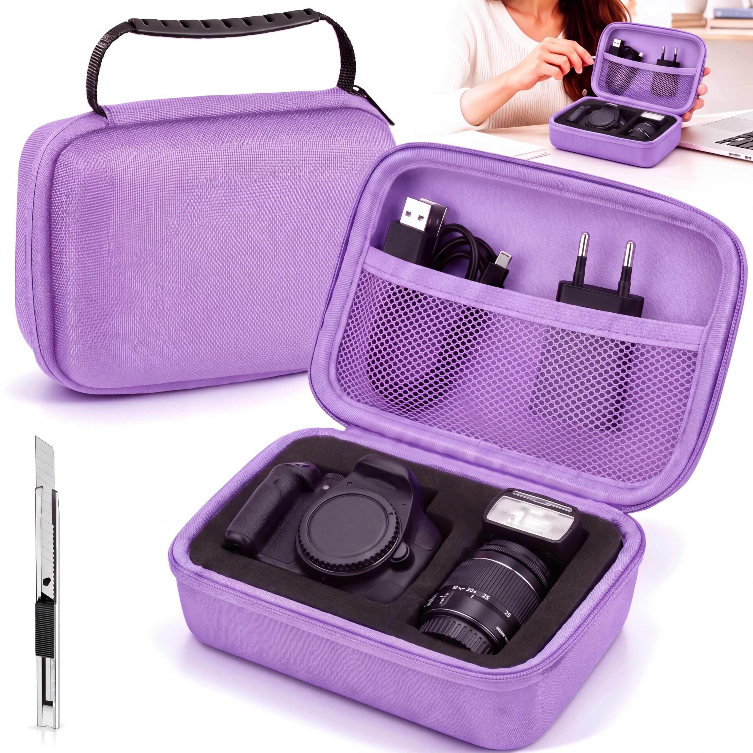 Relaxweex Hard Case with Foam, 7.8 X 6.3 X 3.5 Inch, Purple