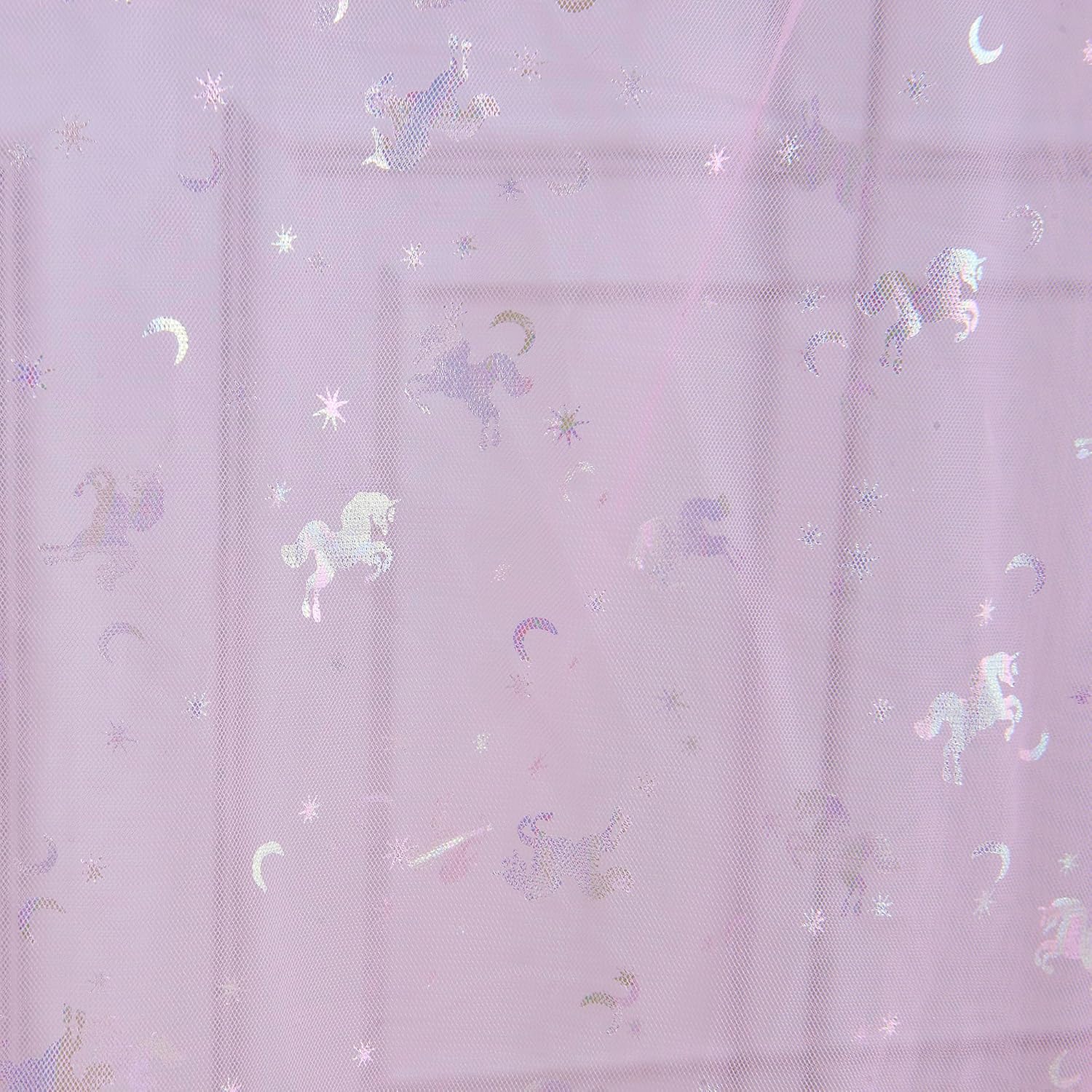 Pink Horse Canopy Bed Curtains with Lights, Princess Bed Canopy for Girls Kids Room Decor, Sheer House Twin Bed Canopy Curtains Scarf (2 Panel)