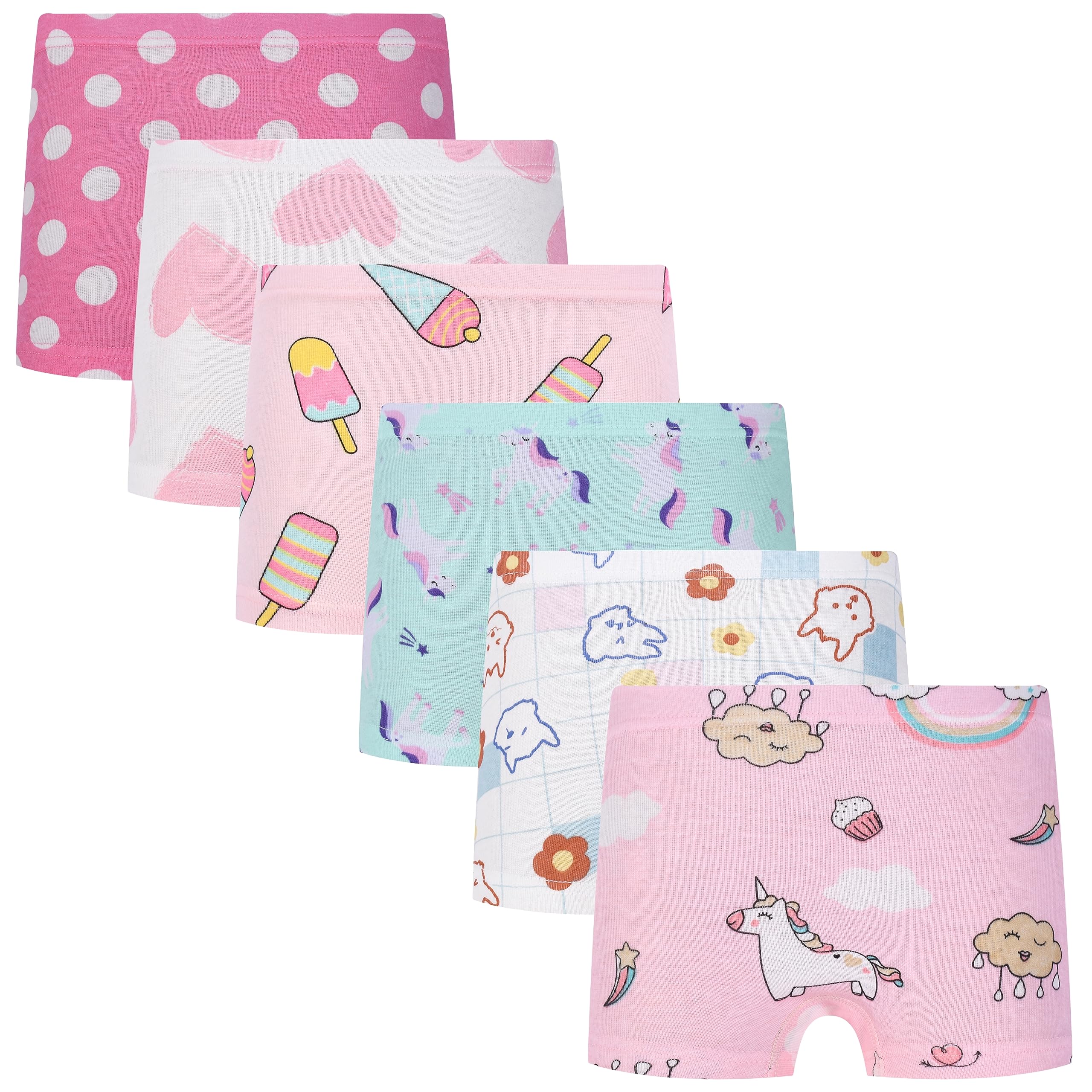 Cczmfeas Girls Hipster Cotton Underwear Boyshort Panties 6 Pack