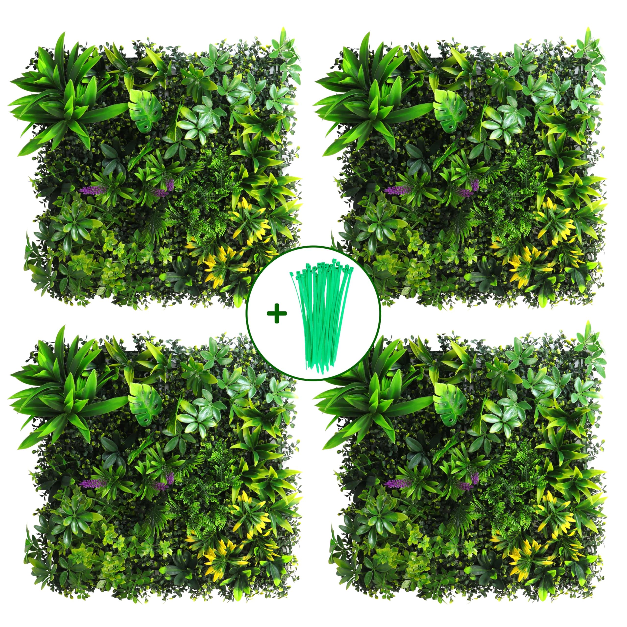Green Wall Panels, UV Resistant Artificial Grass Wall, 20"x20" Plant Wall Privacy Fence Screen, Outdoor & Indoor Greenery Wall Backdrop, Green Wall