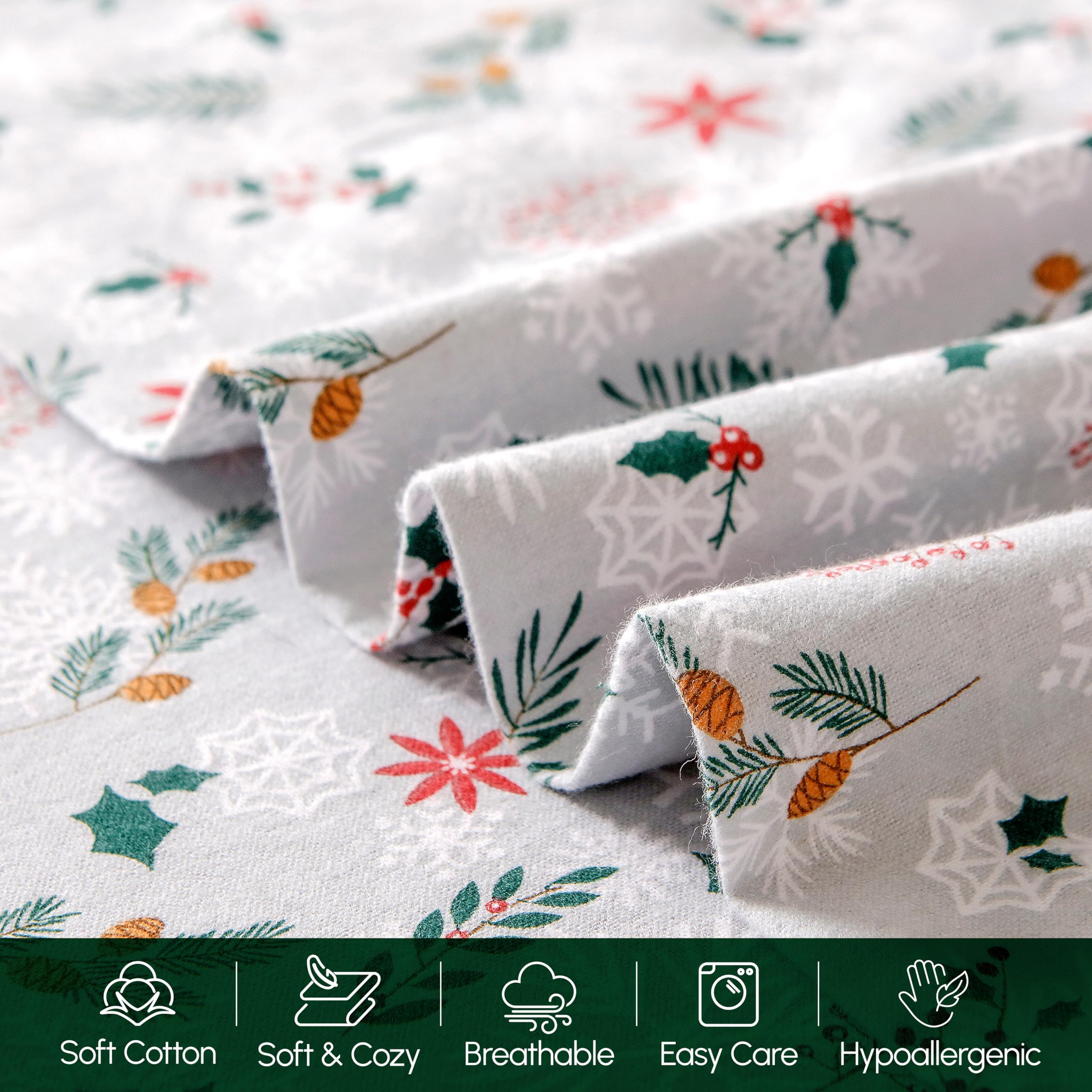 Elegant Comfort Ultra miękkie 4-częściowy zestaw pościeli flanelowych 100% tureckiej bawełny - świąteczne prześcieradła flanelowe, ciepłe i przytulne prześcieradła antypilowe najwyższej jakości,