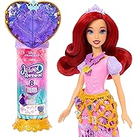 Mattel Disney Princess - Ariel Jewel Reveal, bambola ispirata al film con 9 accessori