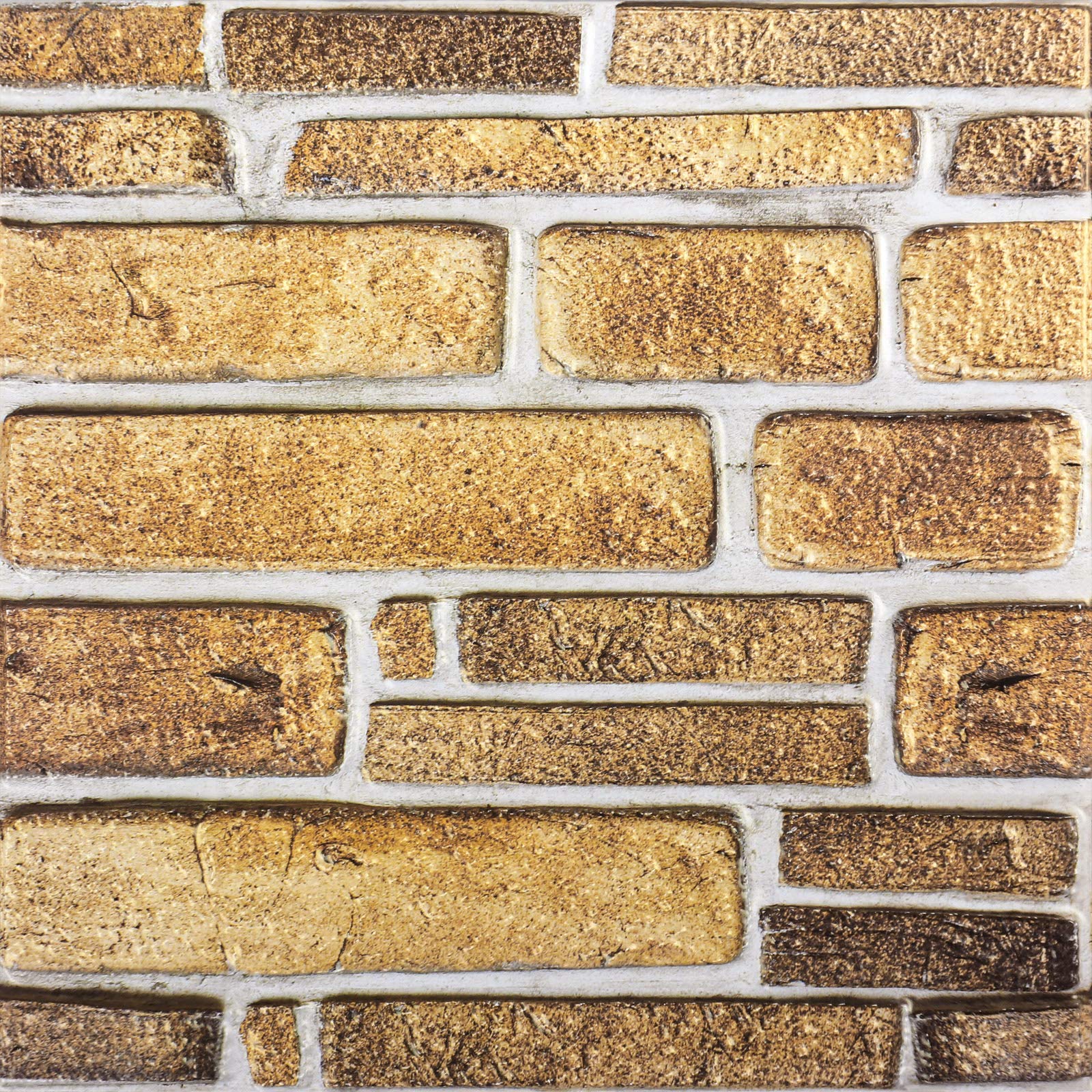 Panneaux muraux 3D effet pierre marron revêtement mural intérieur 30x30cm