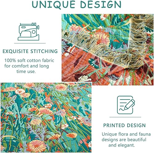 Miniatura 5 de Manta bohemia de 50 x 60 pulgadas, 100% algodón, ultra suave, ligera, manta de muselina transpirable de 4 capas para cama, sofá, reversible,