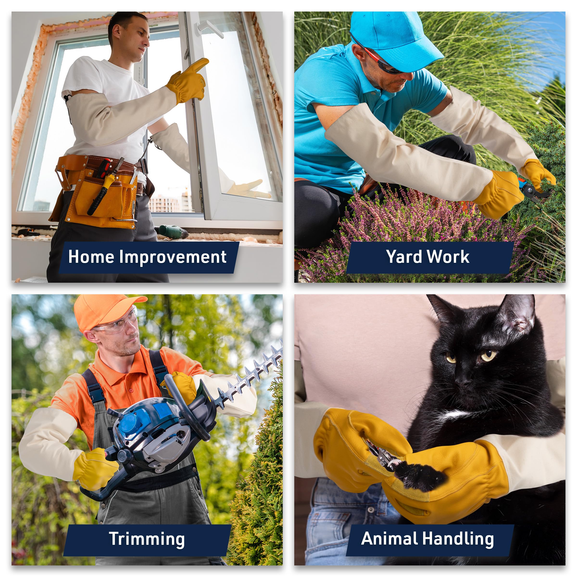 Kings County Tools Lange Gartenhandschuhe für Damen und Herren - Atmungsaktive Canvas und dornfeste Leder Gartenhandschuhe mit Armschutzhandschuh zum Beschneiden, Pflanzen, Rosenkaktus oder Brombeeren