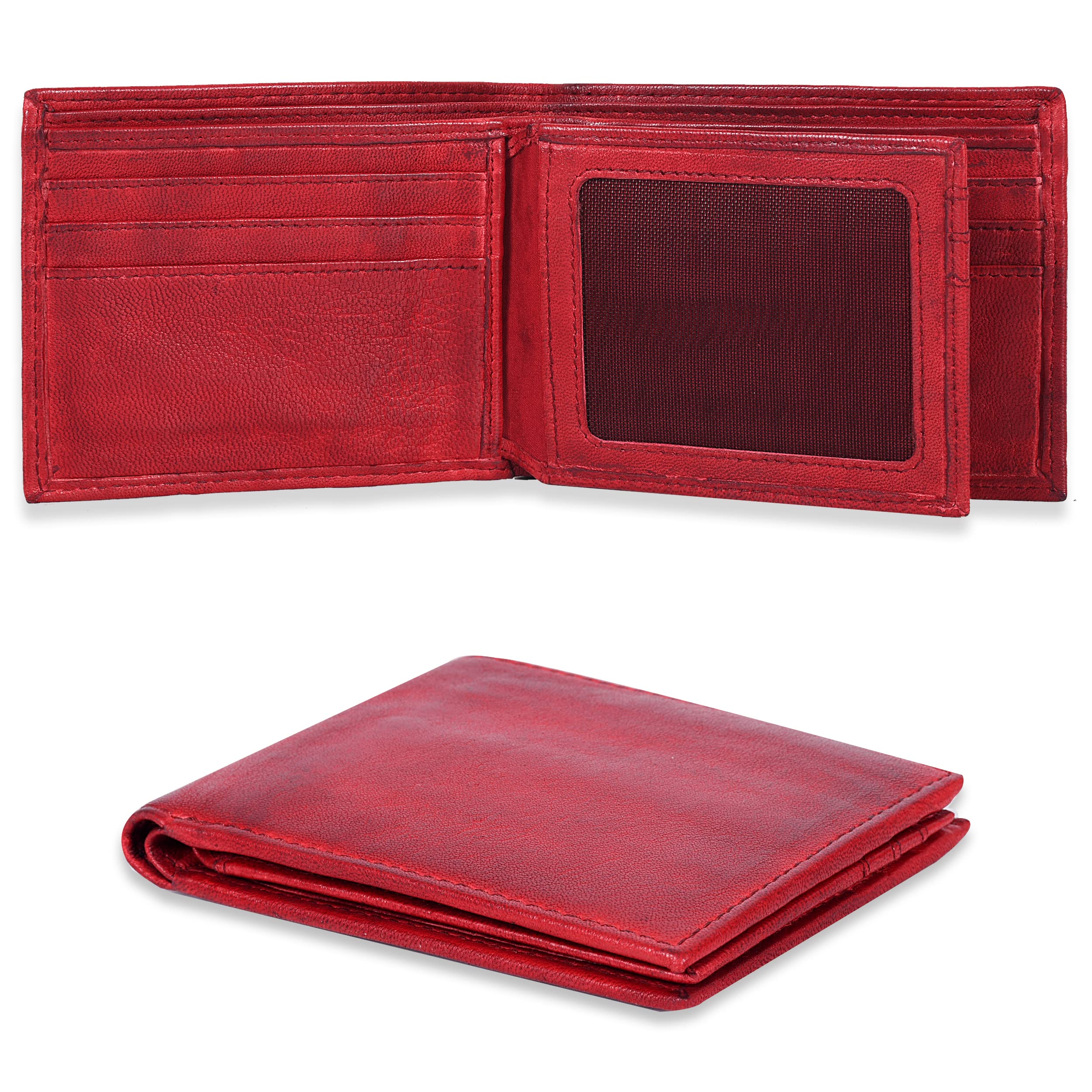 Real Leather Bifold Wallet for Men Wallets with 9 Credit Cards 1 ID