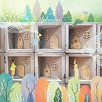 Vista 8 de 48 piezas de puertas de jardín de madera para manualidades, mini ventana, casa de hadas, kit de bricolaje sin terminar, puerta en miniatura sin