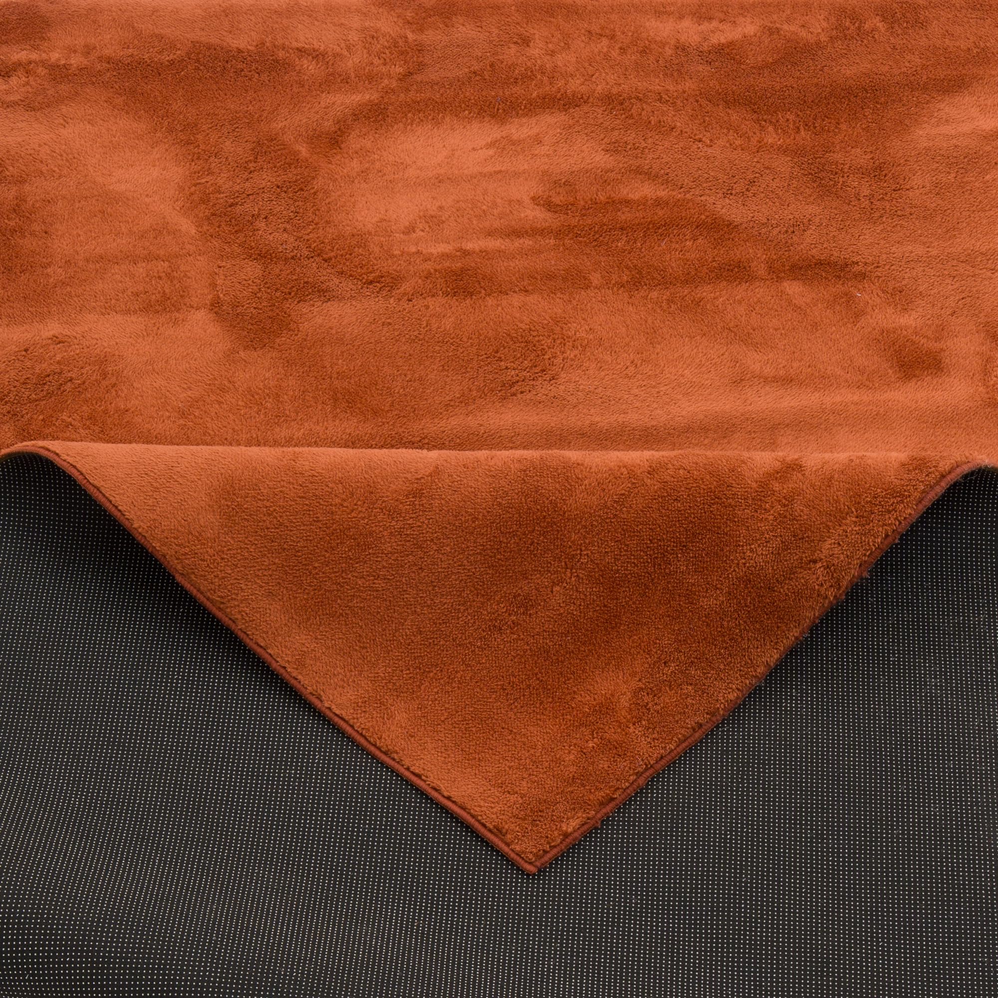 Pergamon Luxus Fellteppich Pearl Terrakotta – Weicher Kunstfell Hochflor Shaggy Teppich