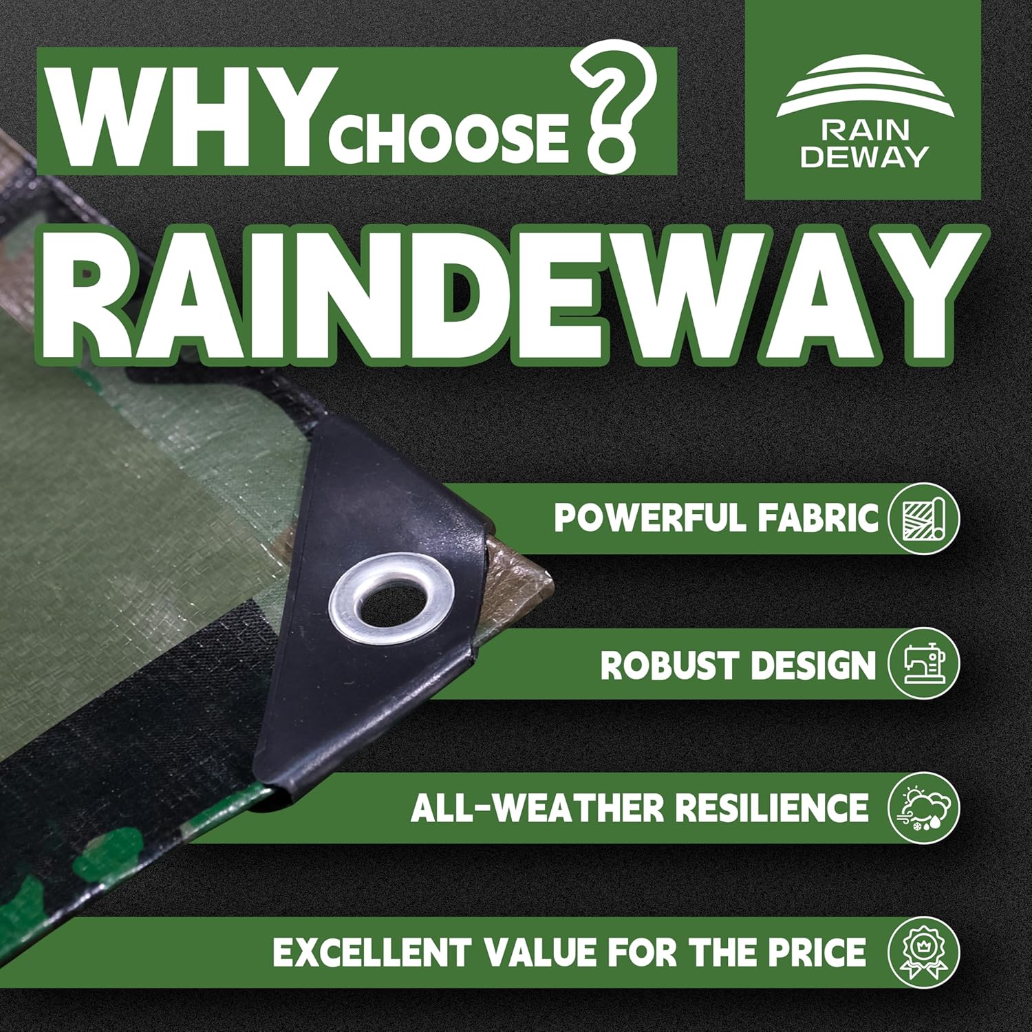 RAINDEWAY Camo Tarp 10x14 Feet, Camouflage Tarps Waterproof 8 Mil,UV Resistant Multipurpose Tarps for Canopy Tent,Camping,Boat,Firewood.Etc
