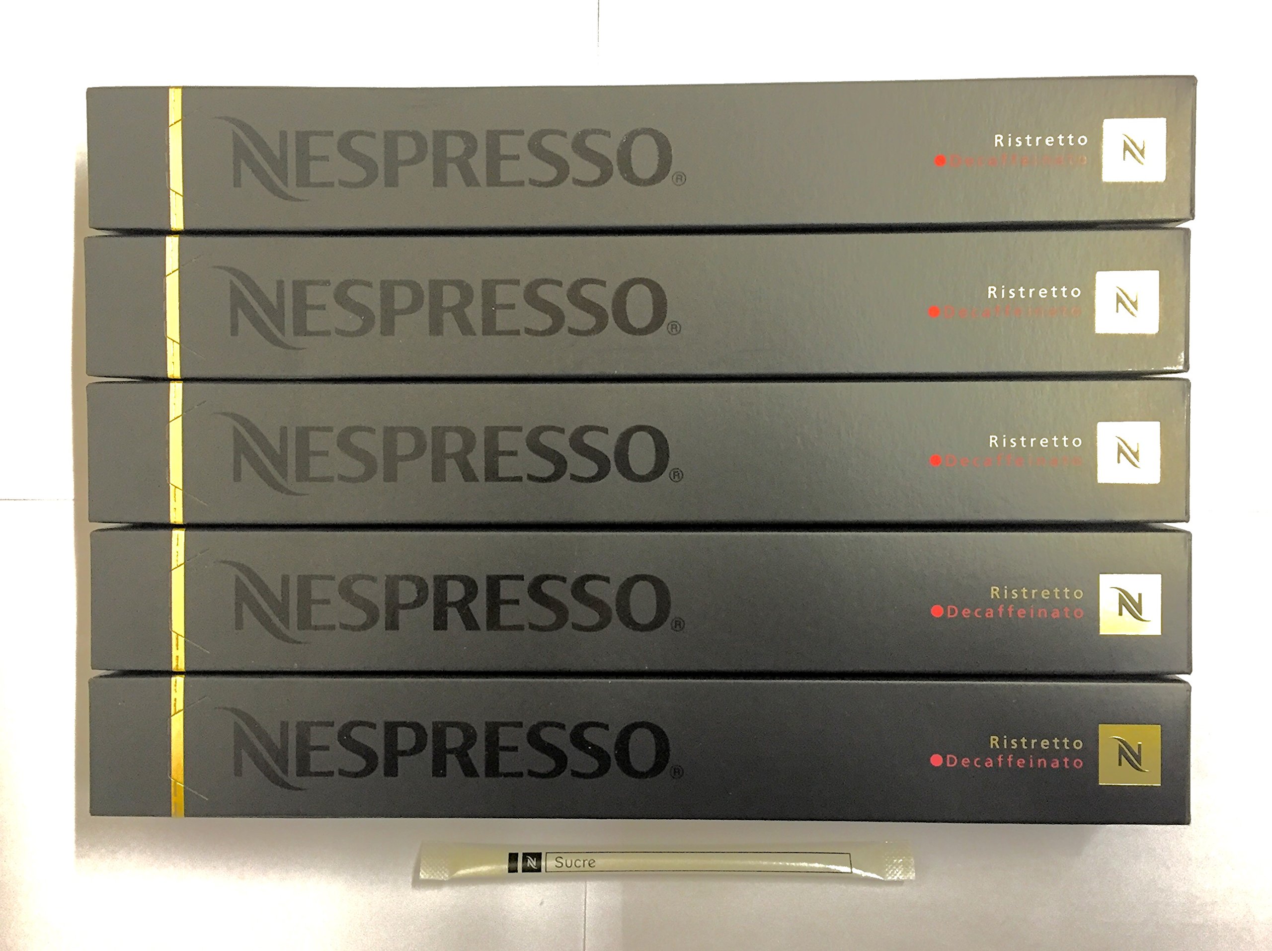 50 cápsulas de café Nespresso Ristretto Decaffeinato Inc 1 palillo de Nespresso