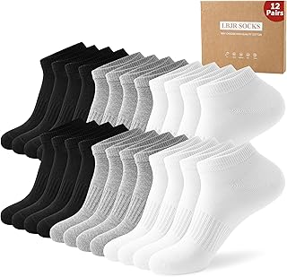 LBJR 12 Pairs of Trainer Socks Women's Men's Short Socks Sports Socks Cotton Athletic Running Socks
