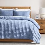 WDCOZY King Size Quilt Bedding Sets with 2 Pillow Shams, Lightweight Soft Bedspread Coverlet, Quilted Blanket Thin Comforter Bed Cover for All Season, 3 Pieces, 104x90 inches, Blue