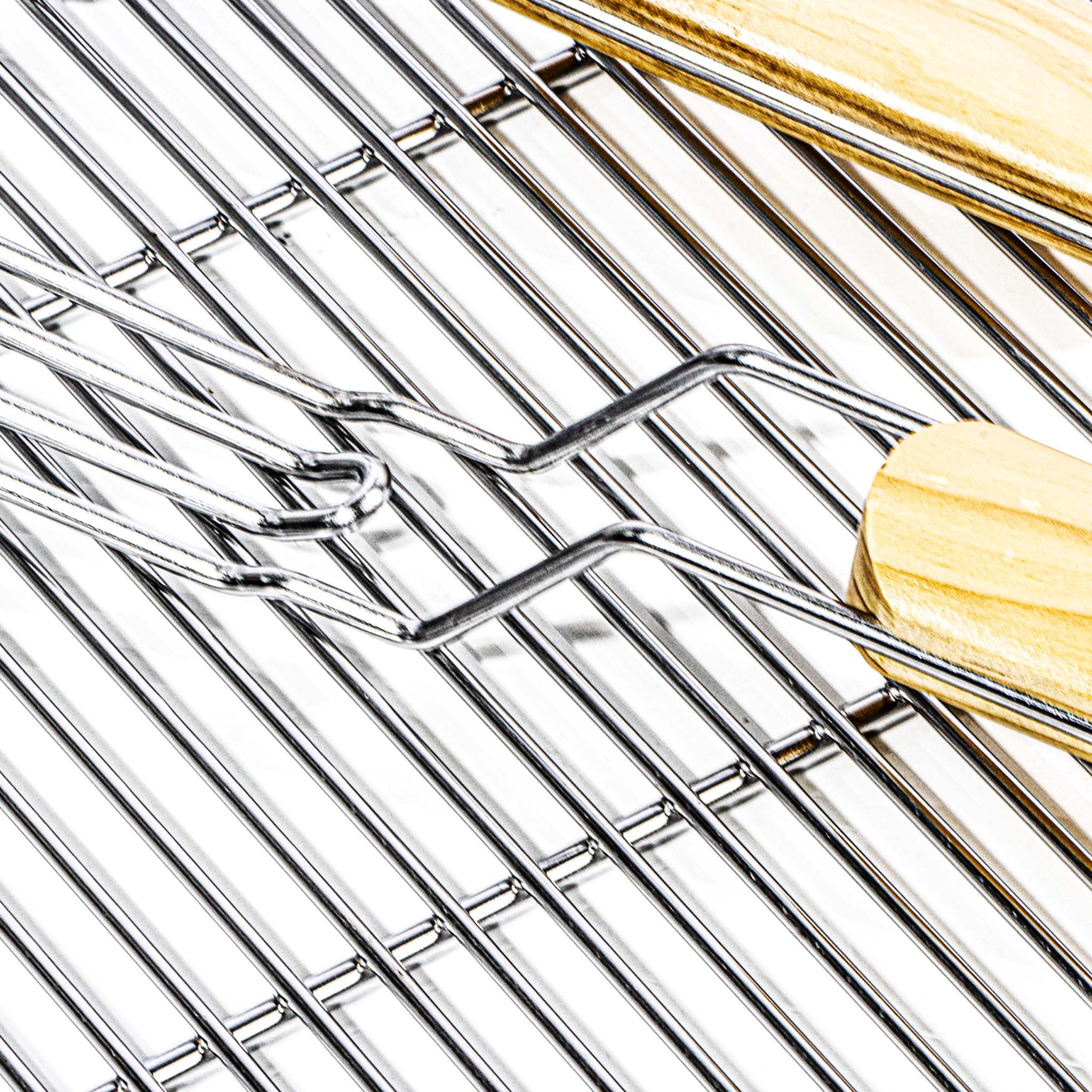 BBQ Grillrost Eckig 54x34cm aus Hochwertigem Edelstahl mit Handgriffen für Gasgrill, Kugelgrill usw.