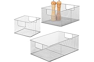 MyGift Silver Metal Mesh Wire Storage Basket