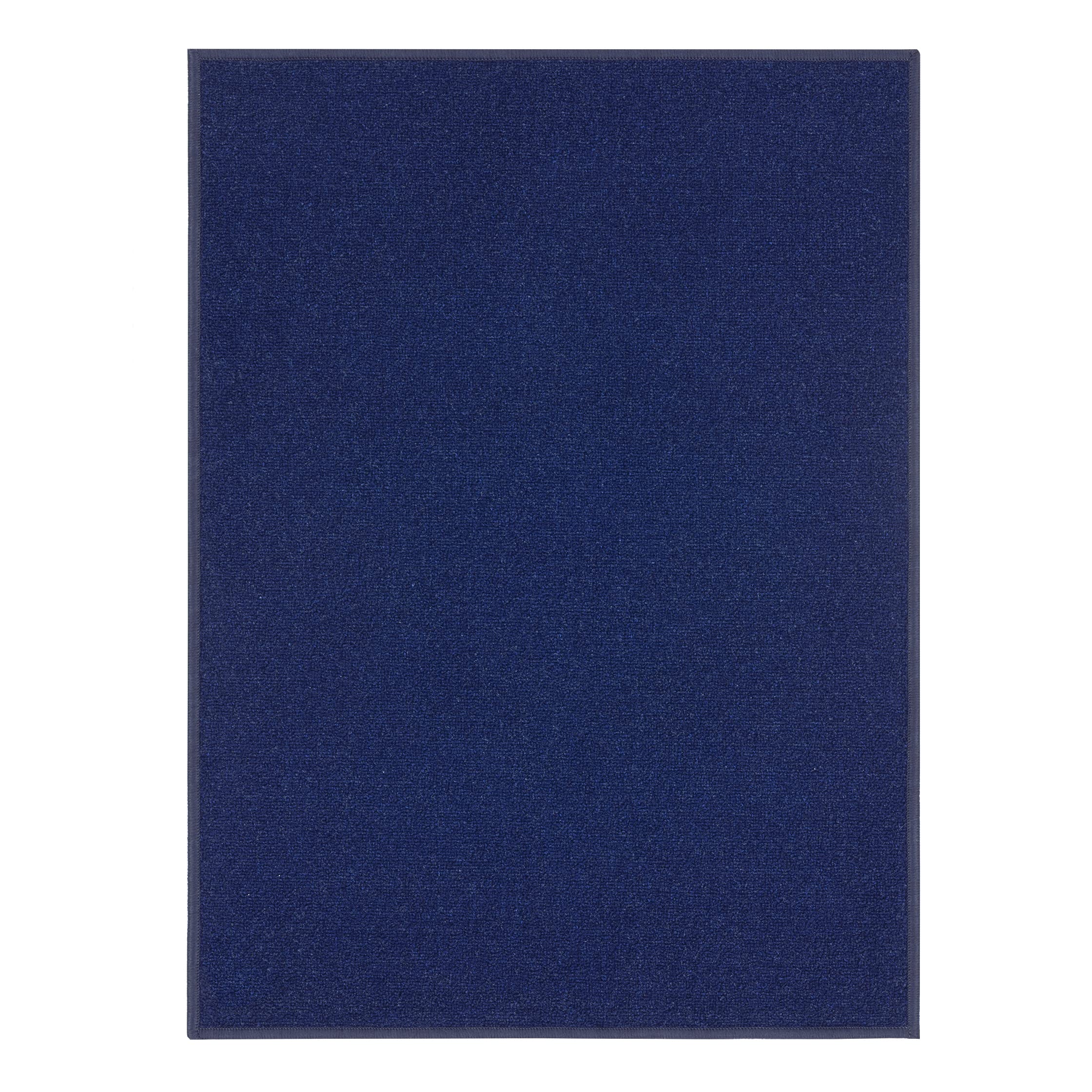 Ottomanson Ottohome Collection Solid Design Non-Slip Rubberback 2x3 Area Rug/Mat , 2'3" x 3', Navy Blue