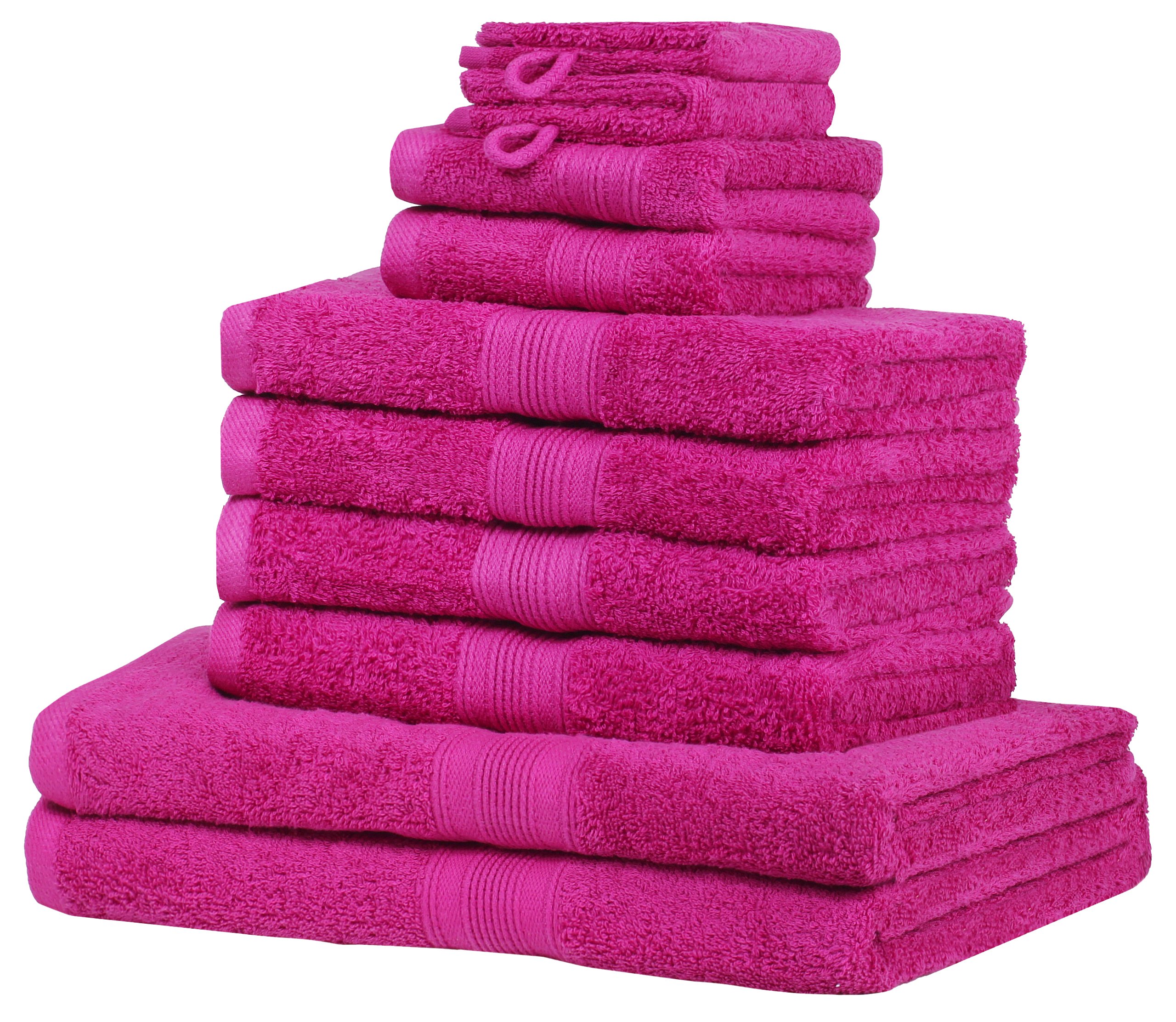 NatureMark 10-częściowy zestaw ręczników frotte różne rozmiary, 4 x ręczniki, 2 x ręczniki prysznicowe, 2 x ręczniki dla gości, 2 x rękawice do mycia – jakość premium (10-częściowy zestaw frotte, różowe)