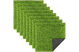 TURSTIN 8 Packs Faux Grass Tiles, 12" x 12" Artificial Grass Squares