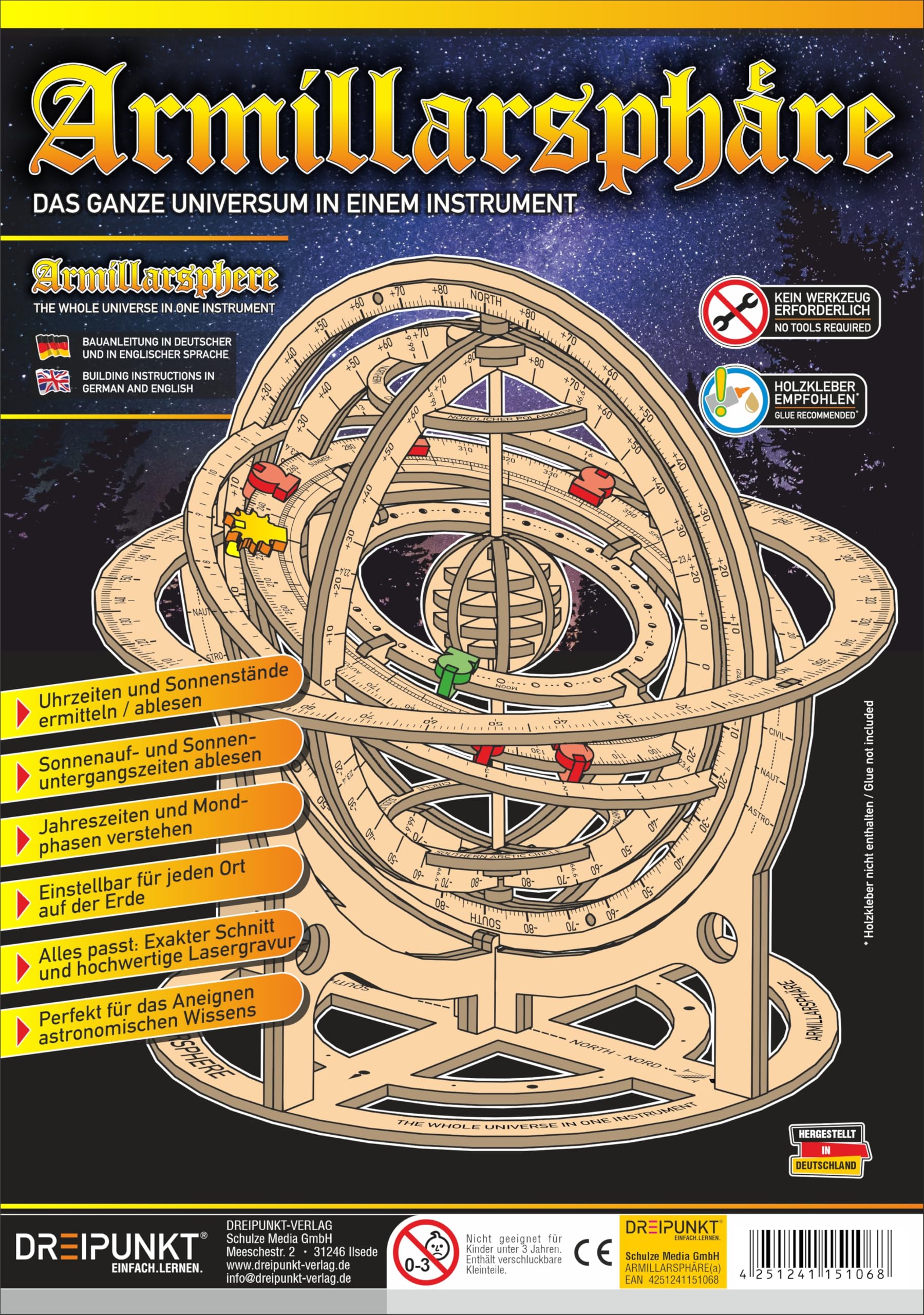 Juego de construcción de madera esfera armilar