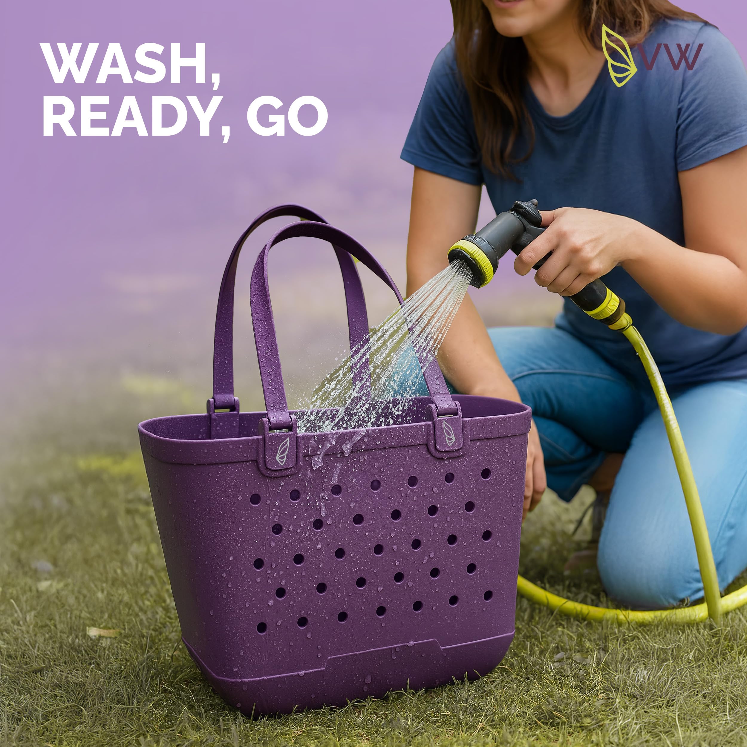 Bolsa grande de goma para playa, bolsa de goma impermeable con agujeros para días de playa sin arena, piscina y viajes
