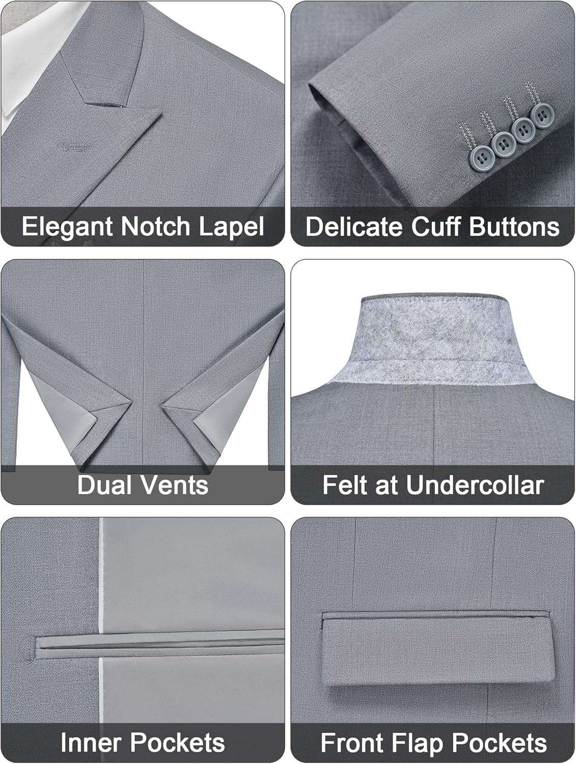 MAGE MALE Men's 2 Piece Suit Elegant Solid Double Breasted Slim Fit Tuxedo Suit with Blazer and Pants - Image 3