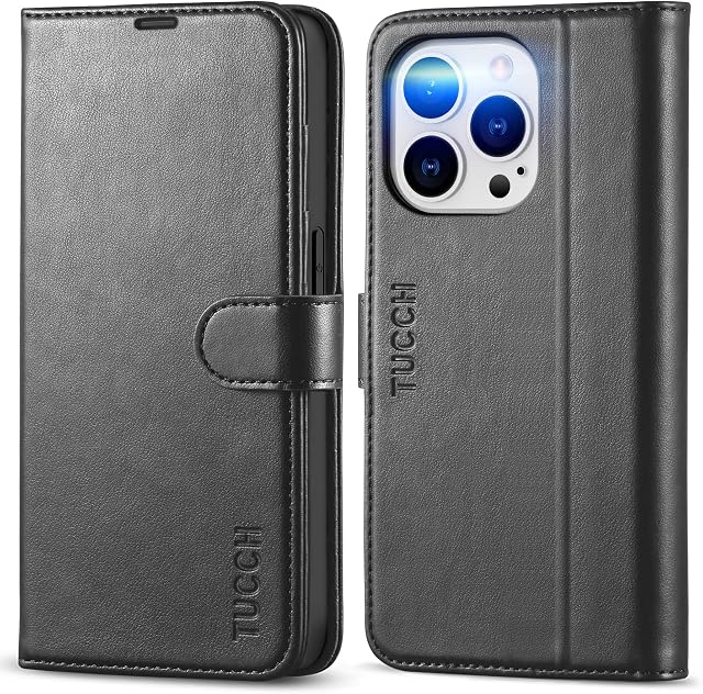 TUCCH Wallet Case for iPhone 14 Pro (6.1") 2022 5G, Magnetic PU Leather Stand Flip Folio Case with [RFID Blocking][Kickstand][Credit Card Holder][Shockproof TPU] Compatible with iPhone 14 Pro, Black